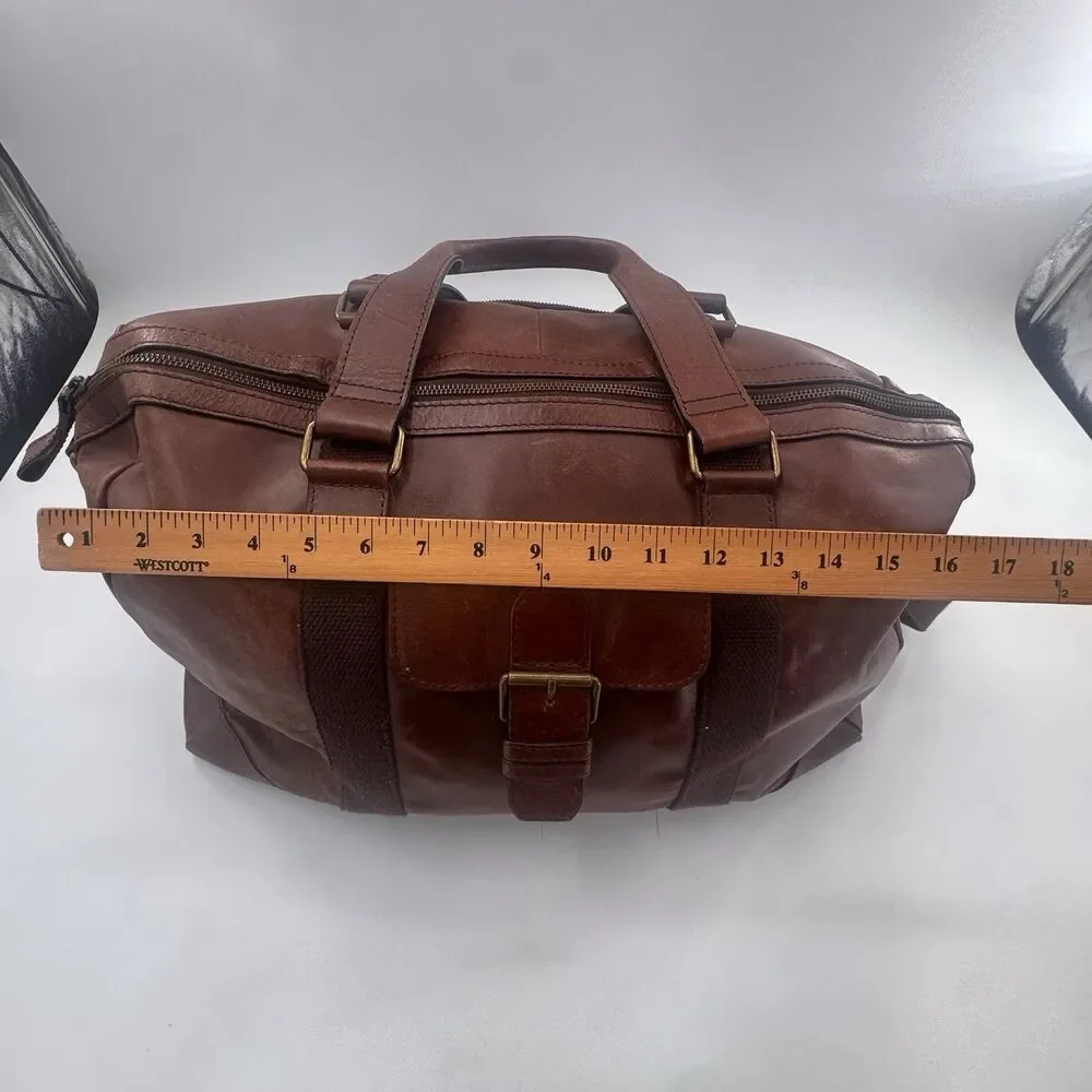Wilsons Leather Vintage Brown Duffle Travel Bag Suitcase Carry On Overnight 1980